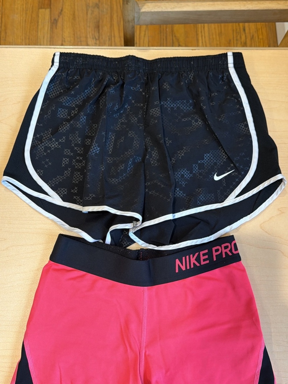 Nike Black and Pink Kids Athletic Shorts Set